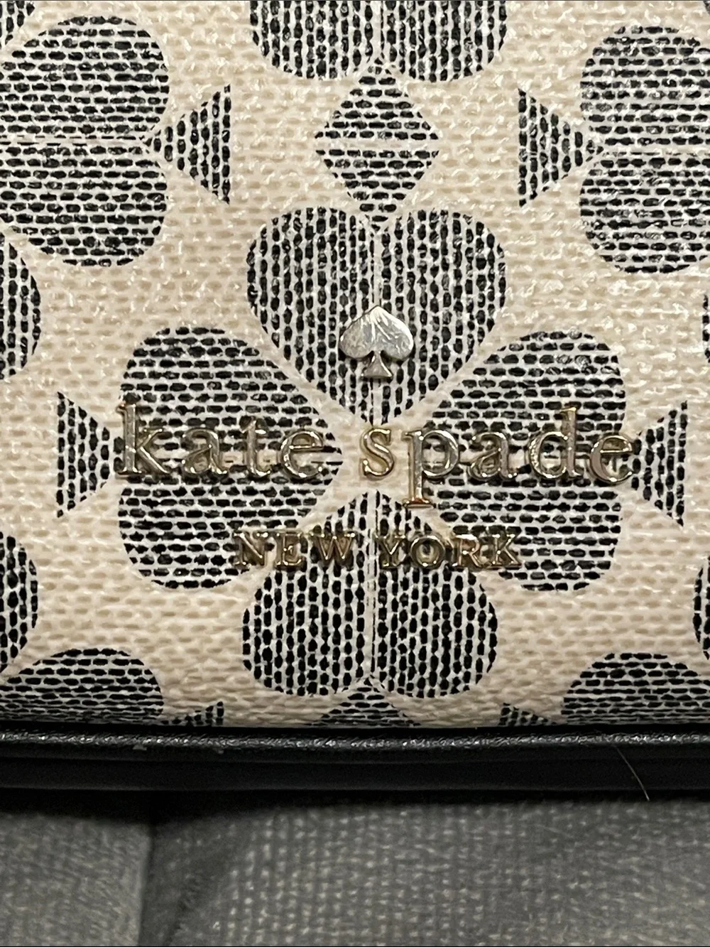 kate spade Cream and Black Spade Shoulder Bag with Black Strap